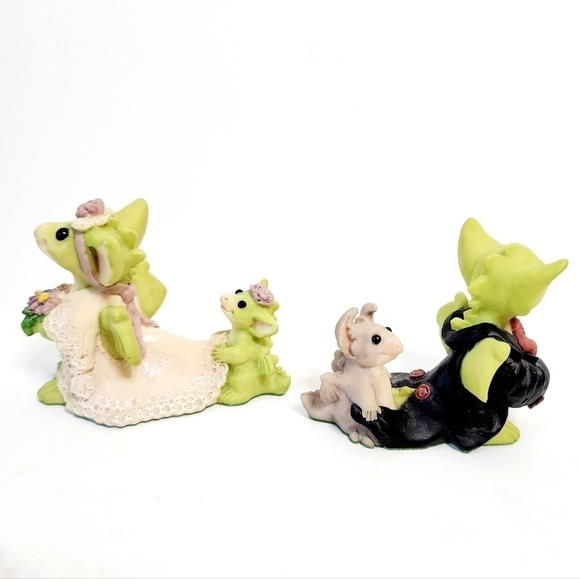 Vintage Whimsical World of Pocket Dragons Bride & Groom Set 1995 - Picture 3 of 8